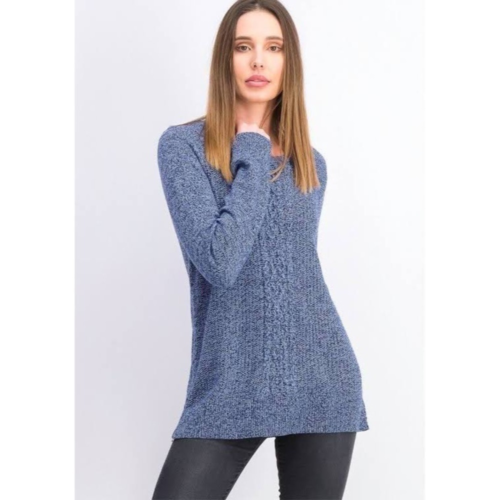 Karen Scott Women's Cable-Knit Panel Sweater Blue